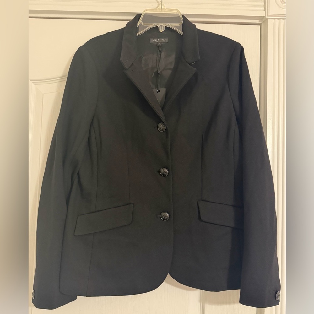Rag & Bone Black Women's Tailored Saide Ponte Blazer Jacket Size 12
